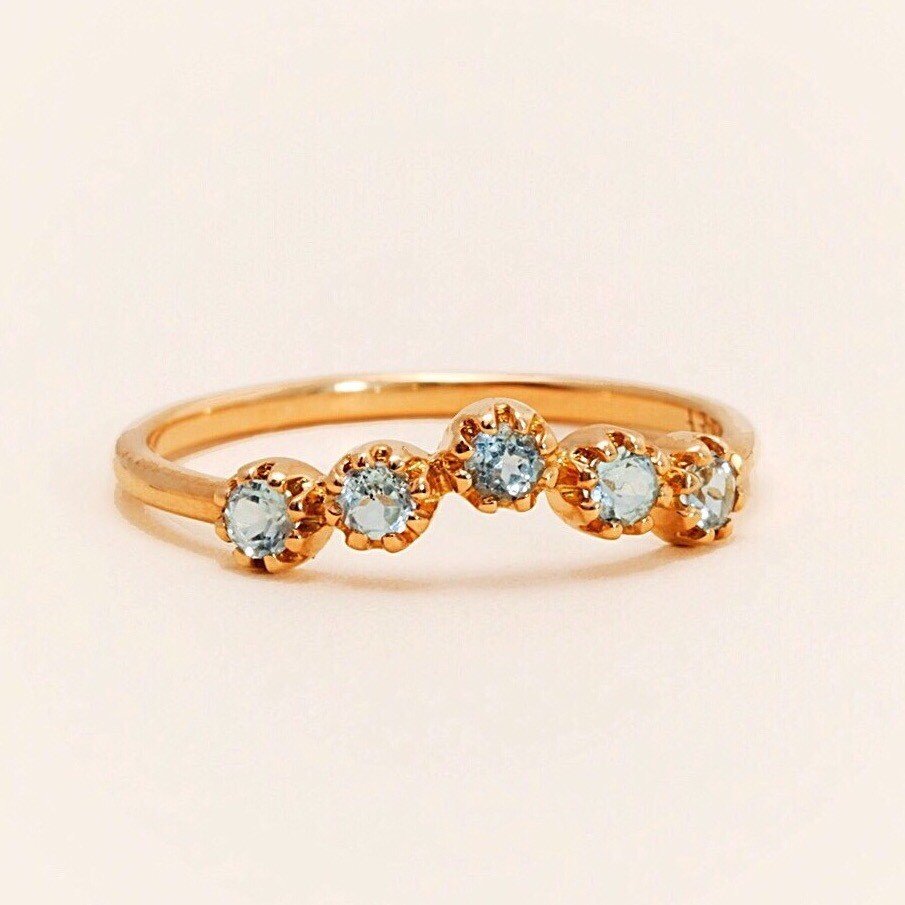 Bague Or Rose 18 Carats, Topaze bleue