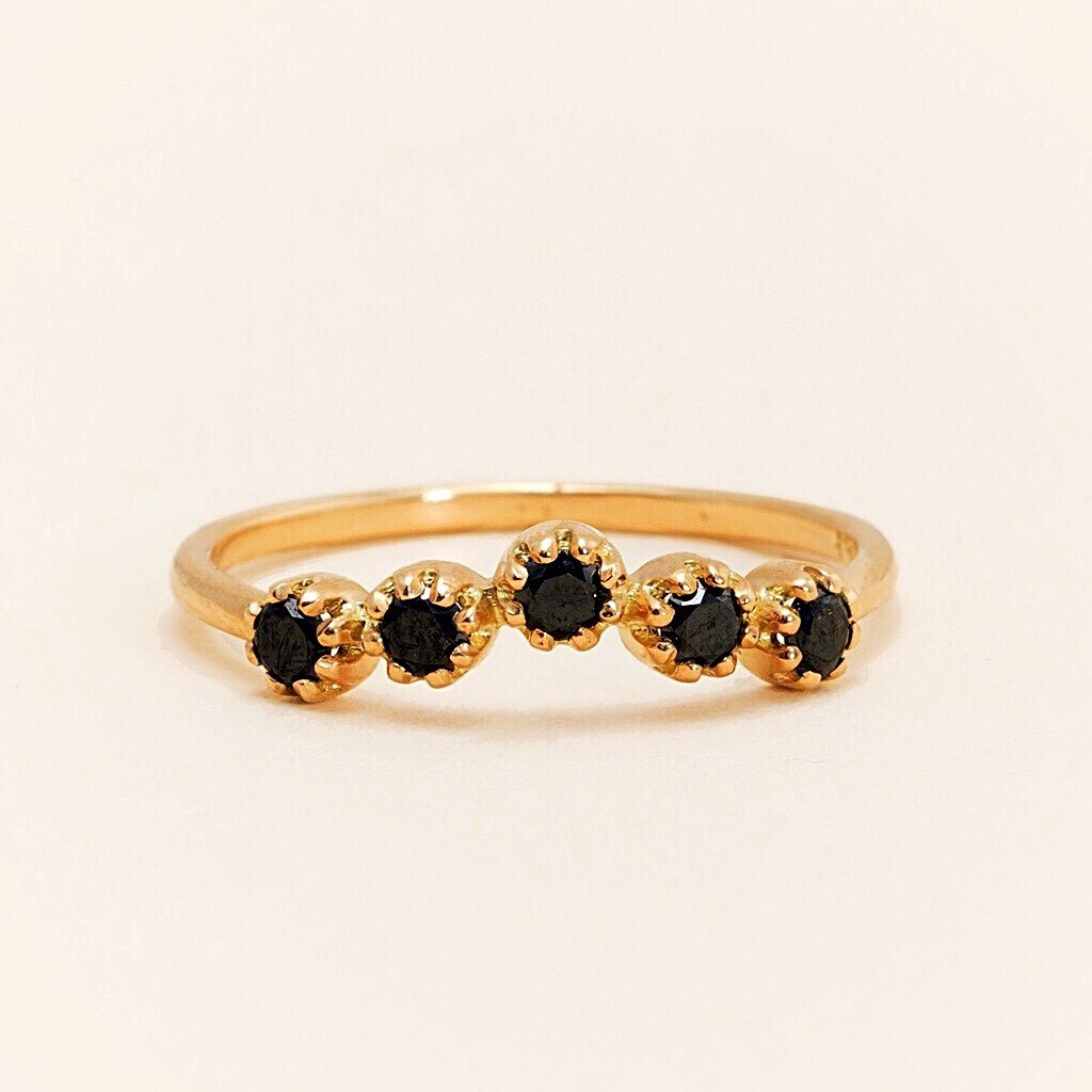 Bague Or Jaune 18 Carats, Diamant Noir
