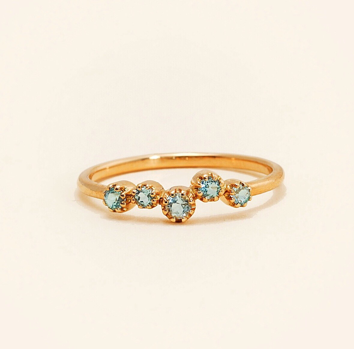 Bague Or Rose 18 Carats, Topaze Bleue