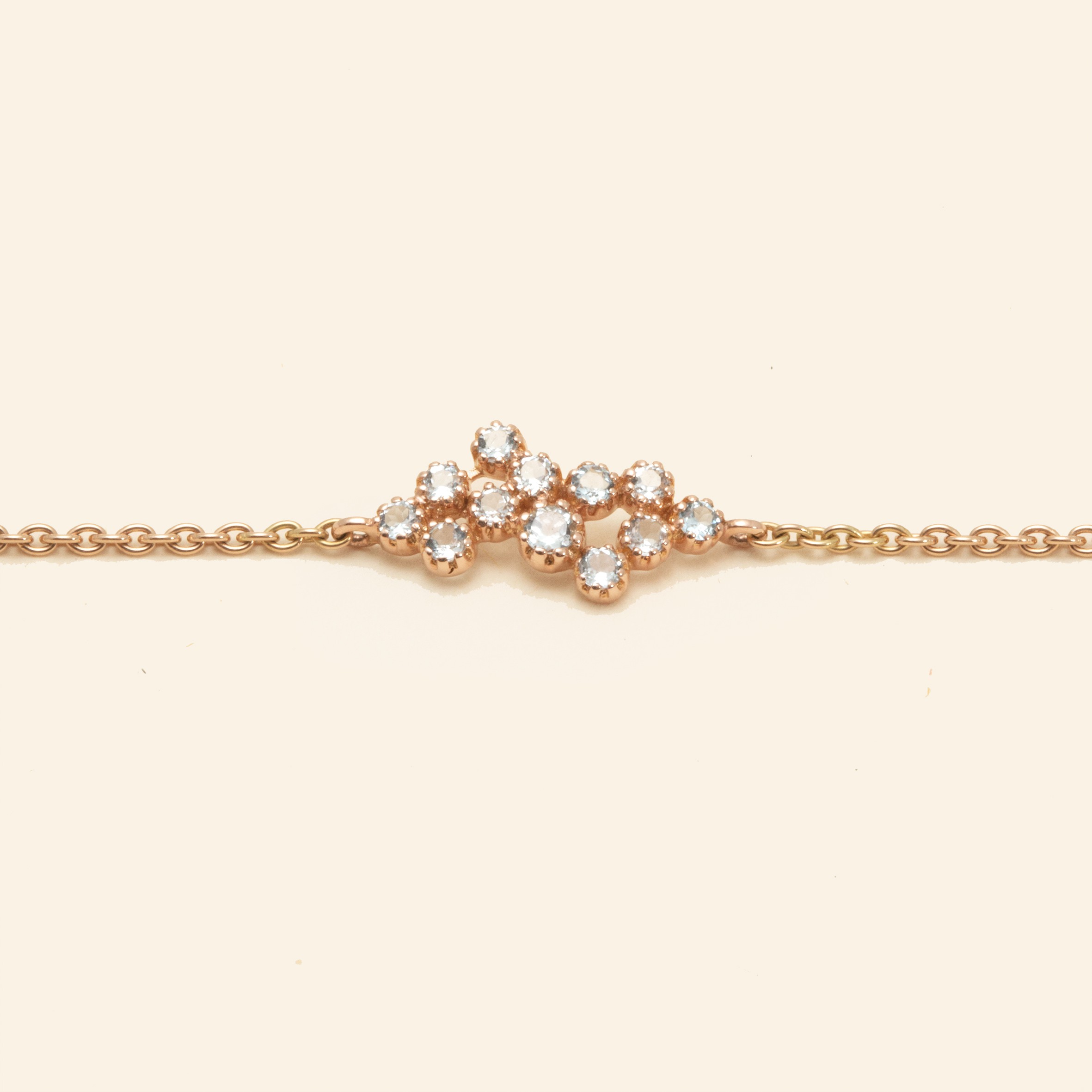 Bracelet Or Rose 18 Carats, Aigue-marine