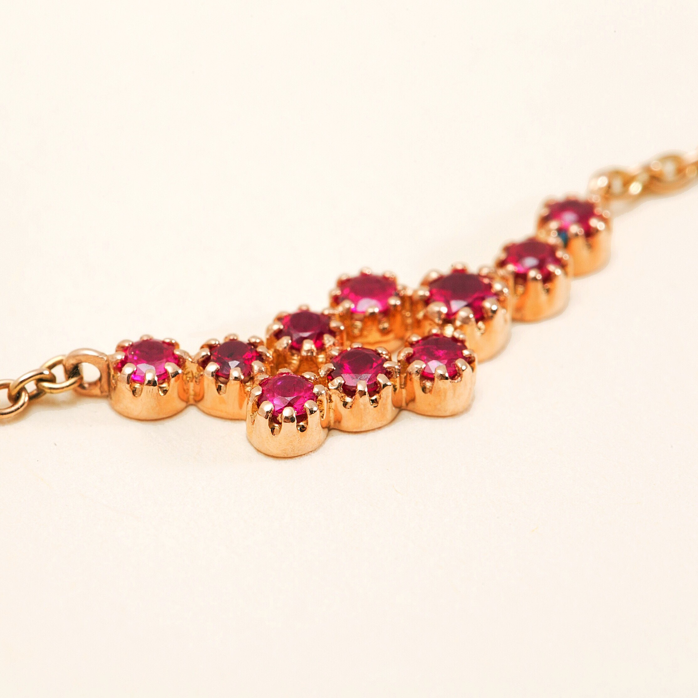 Collier Or Rose 18 Carats, Rubis