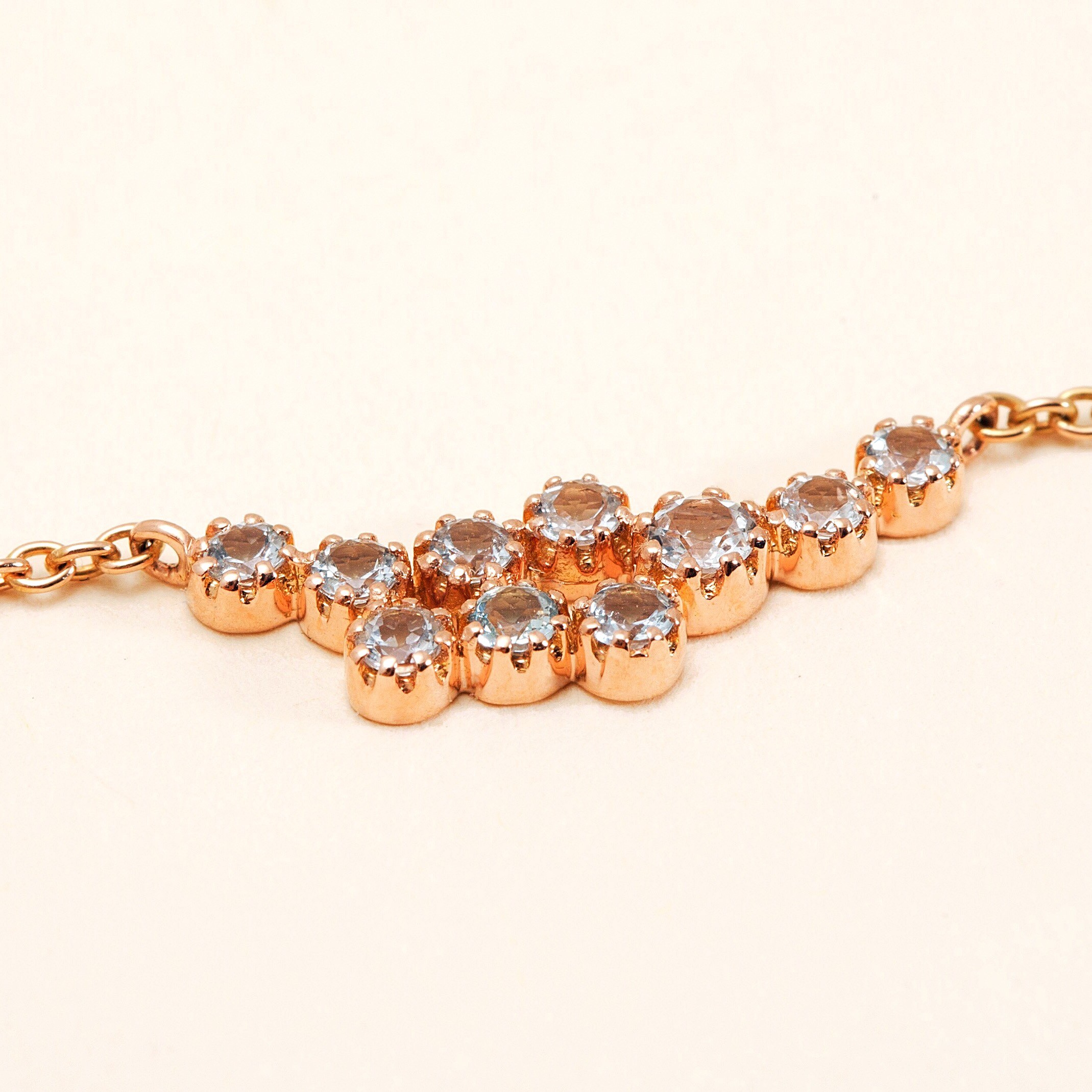 Collier Or Rose 18 Carats, Aigue-marine