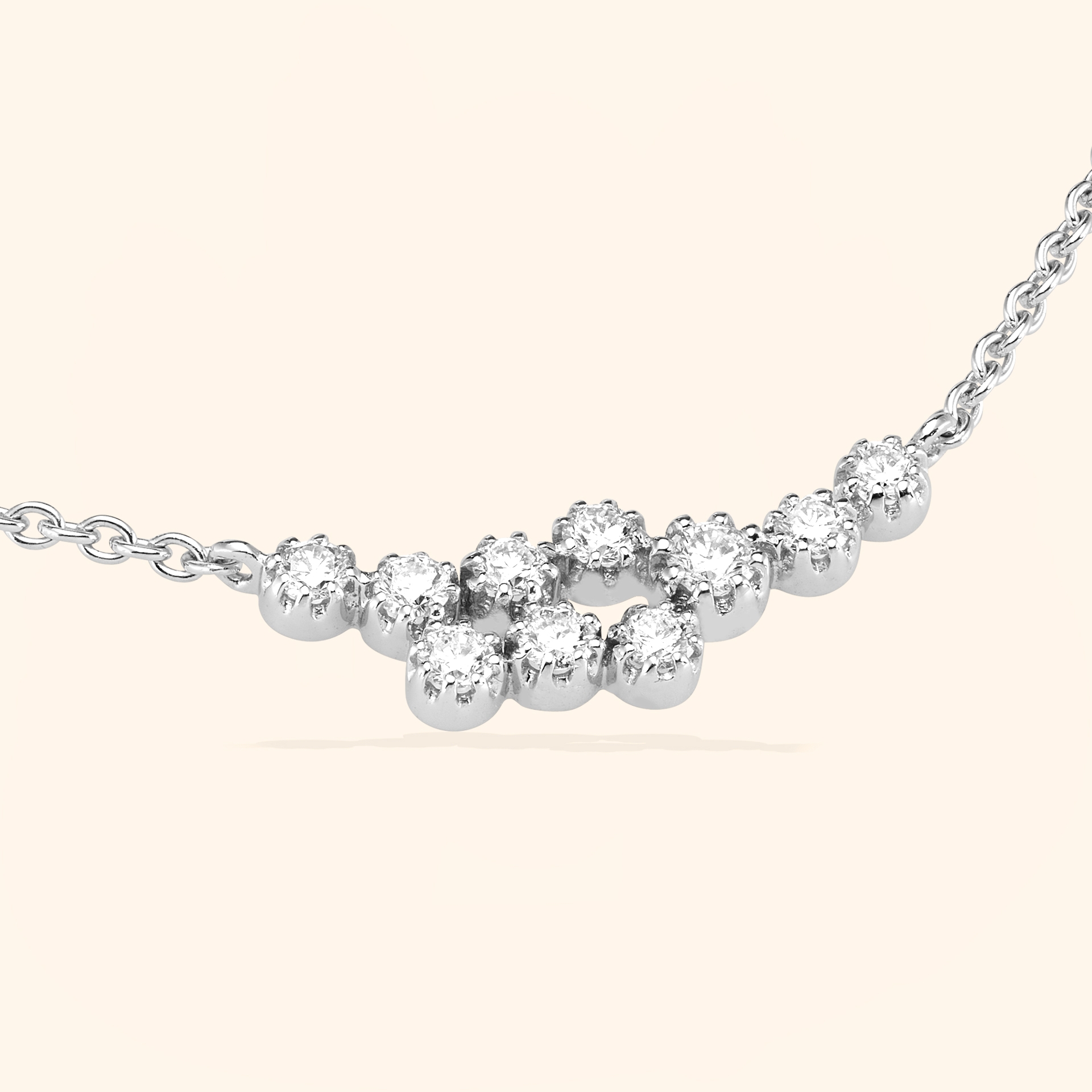Collier Or Blanc 18 Carats, Diamant
