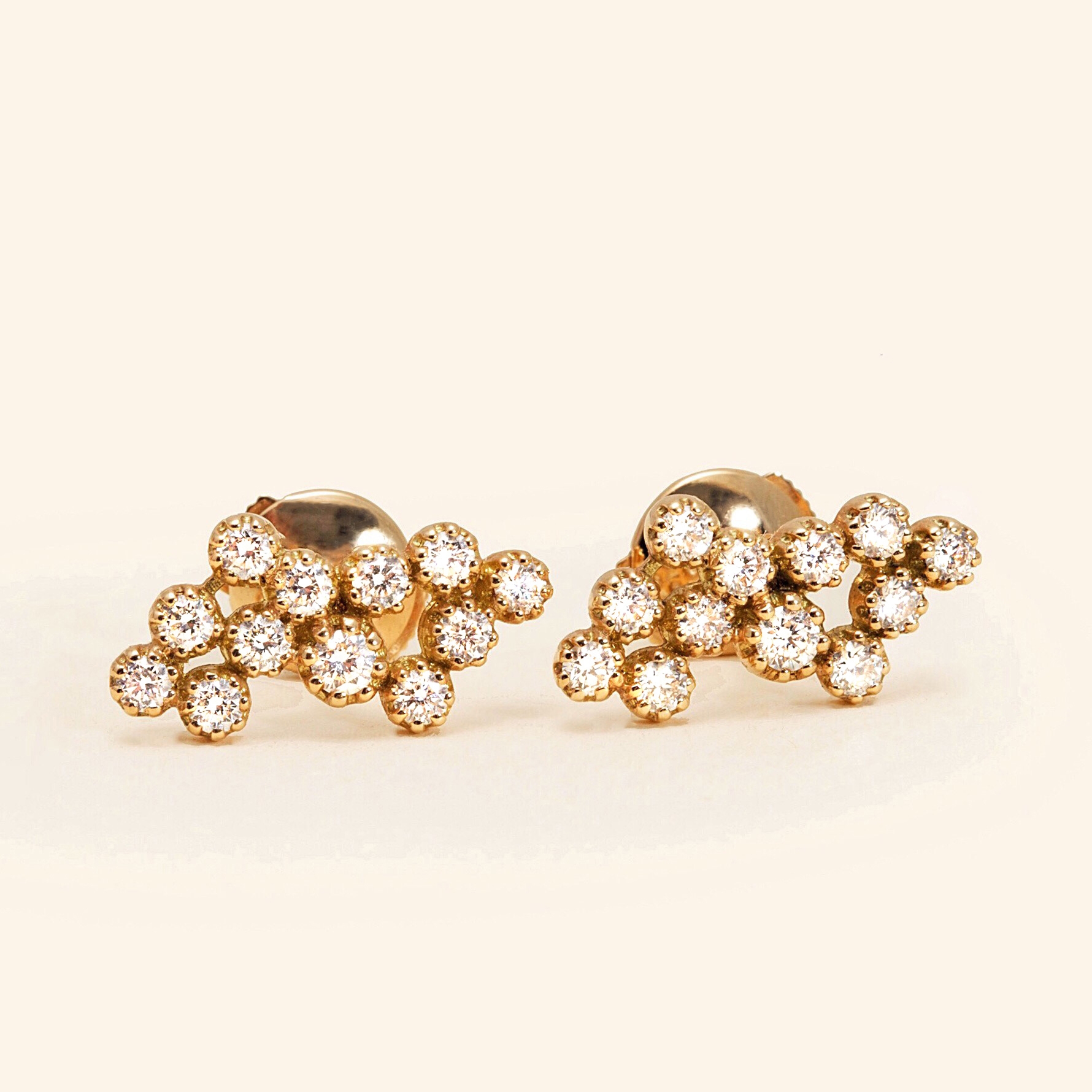 Boucles d'oreilles Or Jaune 18 Carats, Diamant