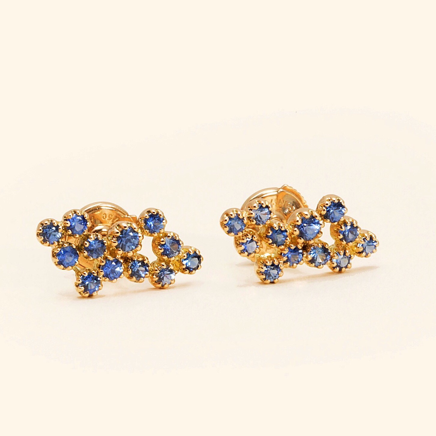 Boucles d'oreilles Or Jaune 18 Carats, Saphir