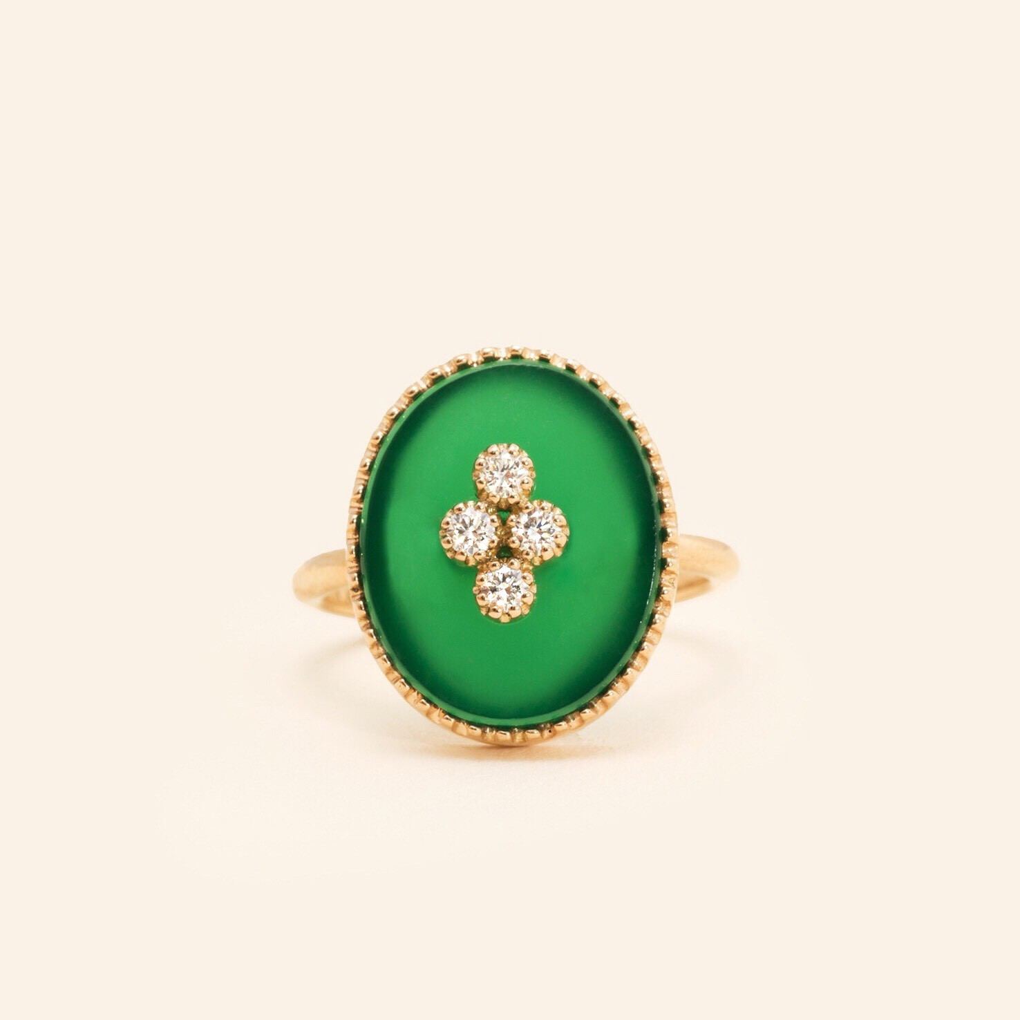 Bague Or Jaune 18 Carats, Agate