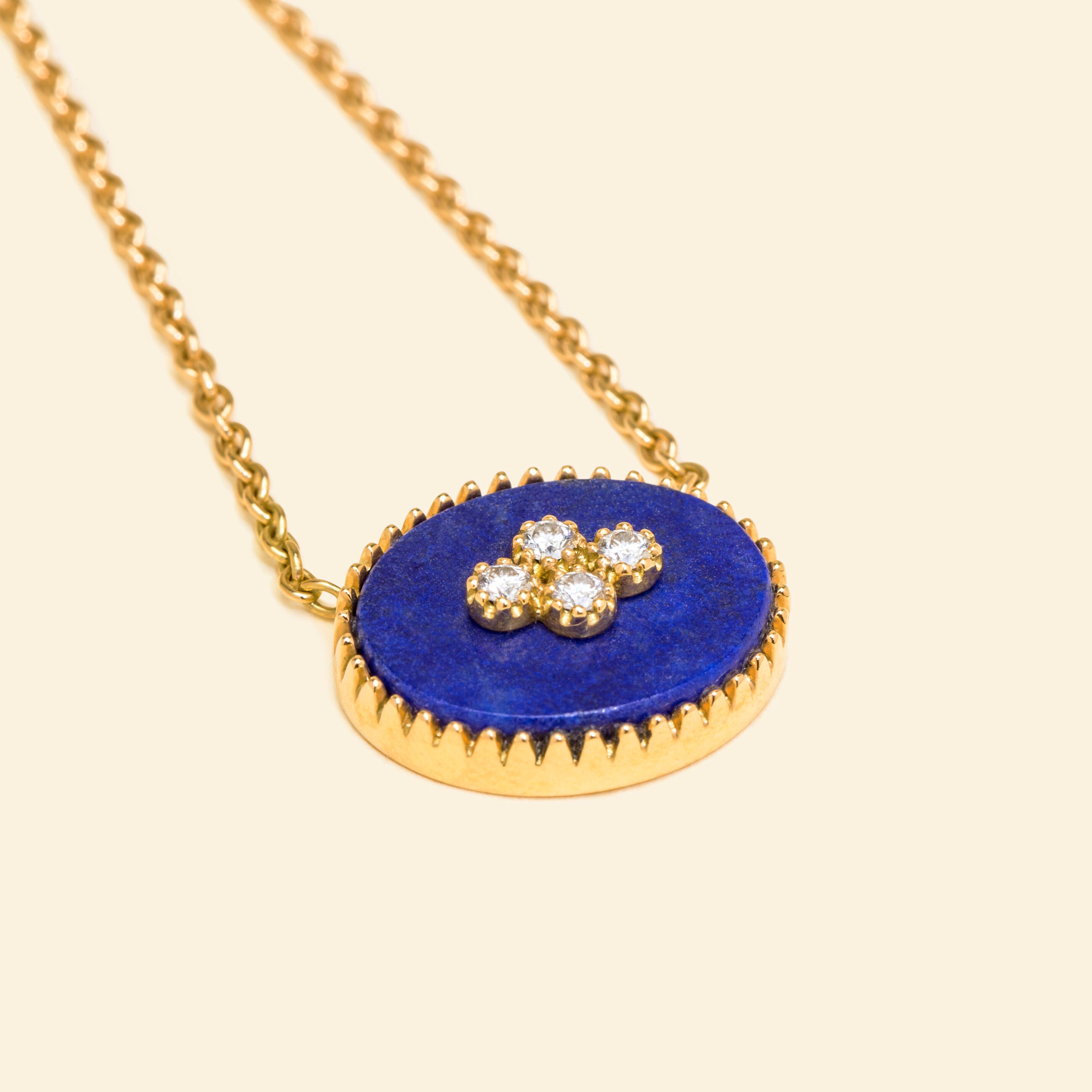 Collier Or Jaune 18 Carats, Lapis lazuli