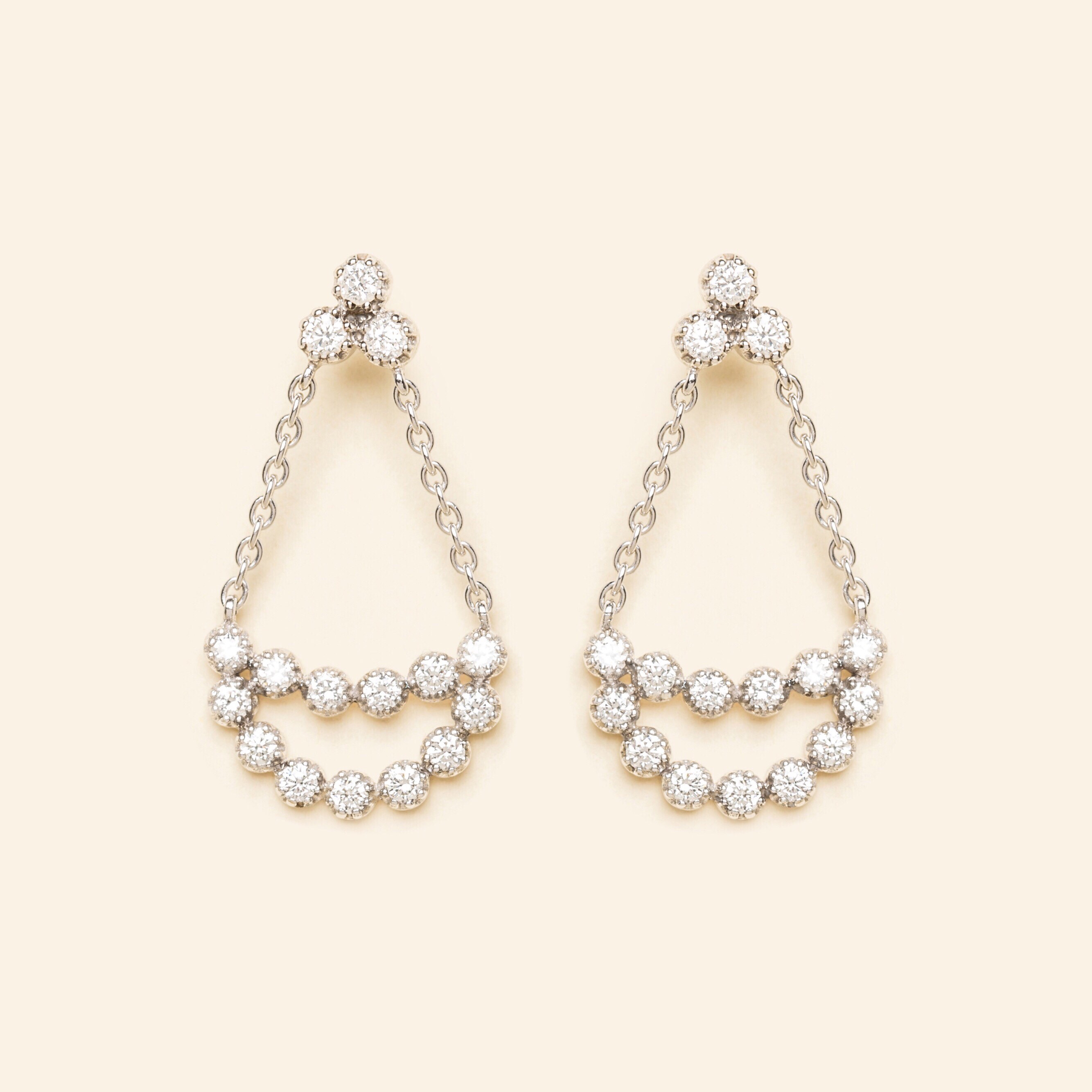 Boucles d'oreilles Or Blanc 18 carats, Diamant