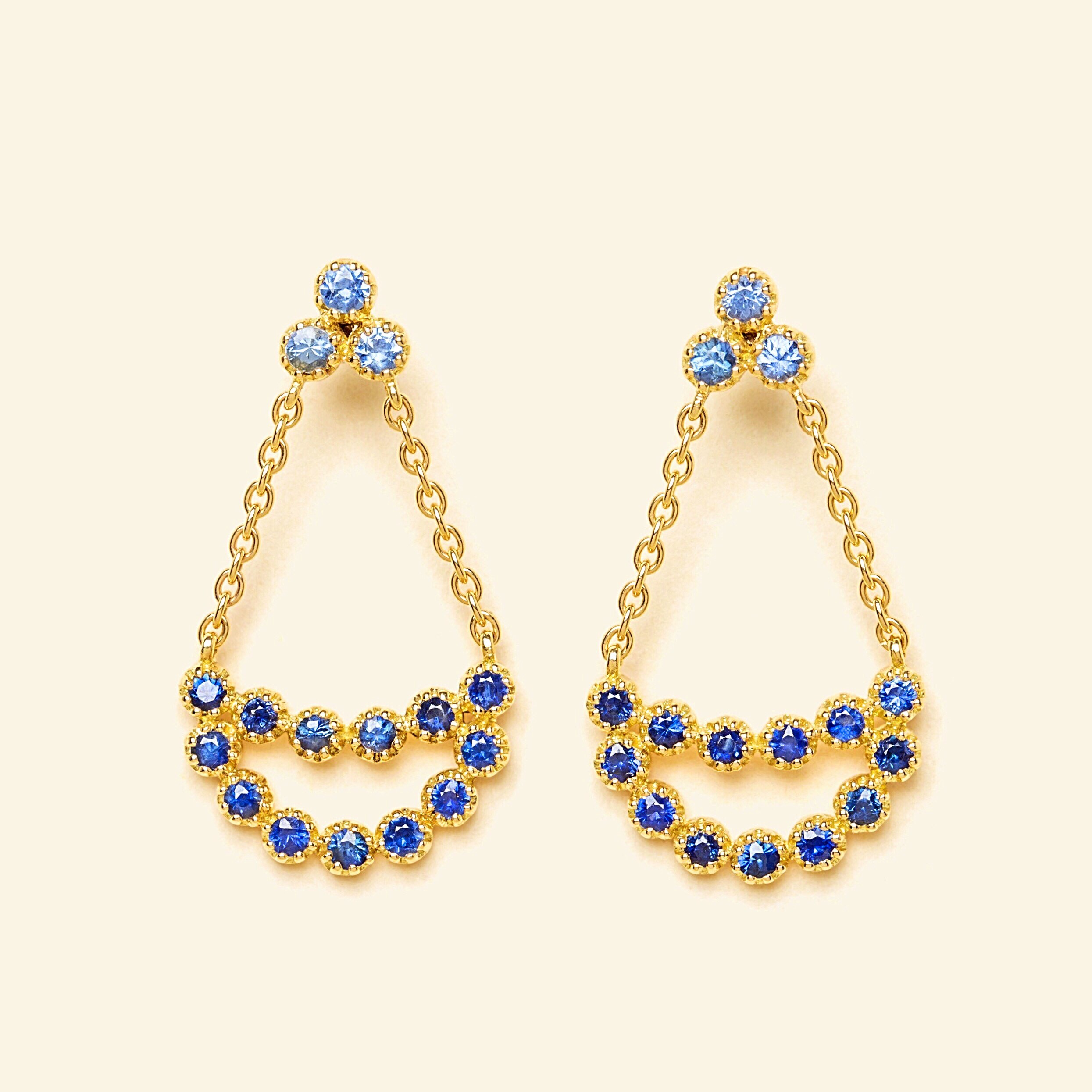 Boucles d'oreilles Or Jaune 18 carats, Saphir
