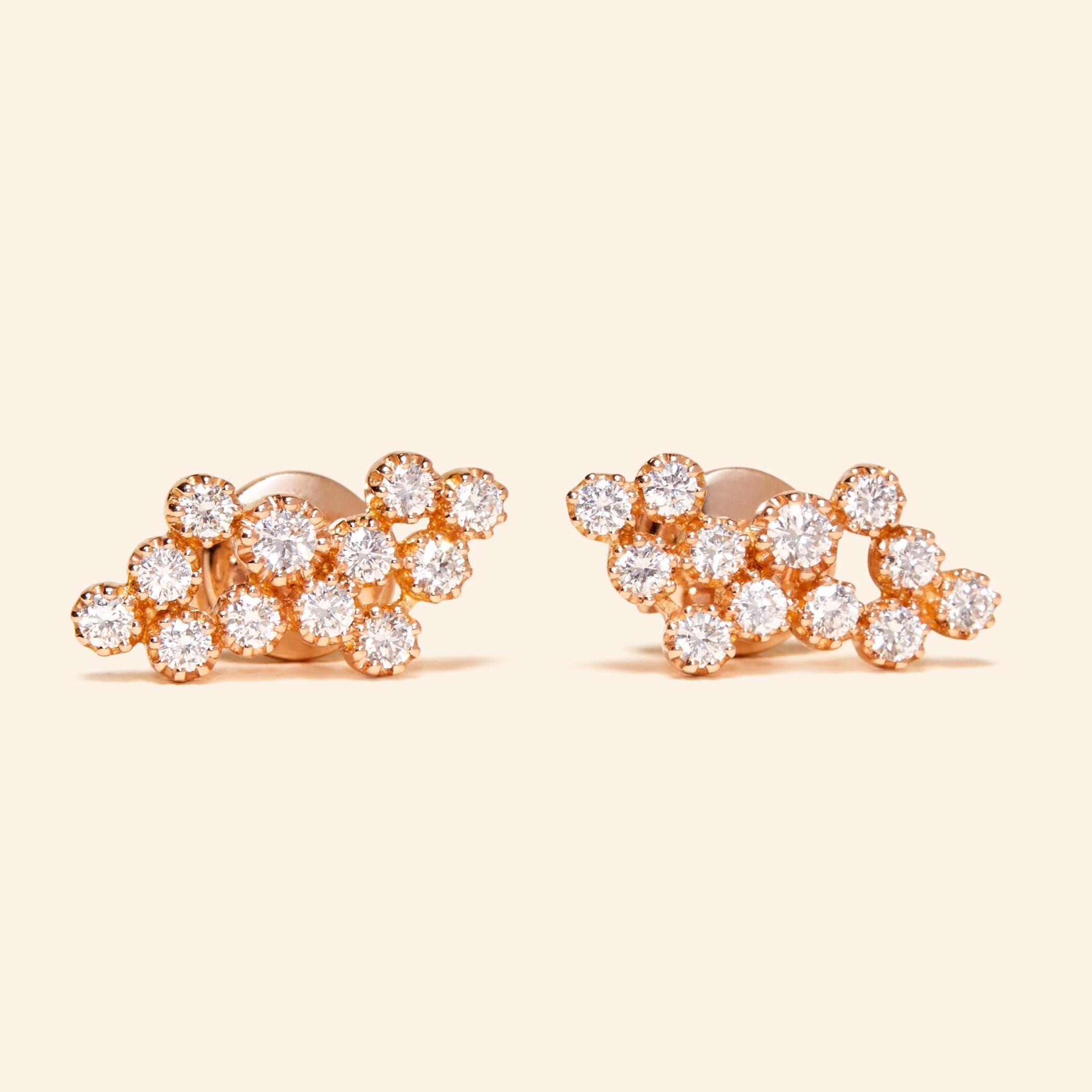 Boucles d'oreilles Or Rose 18 carats, Diamants