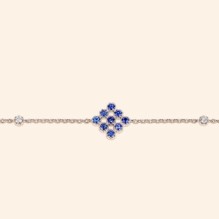 Bracelet Or Blanc 18 carats, Diamants & Saphirs