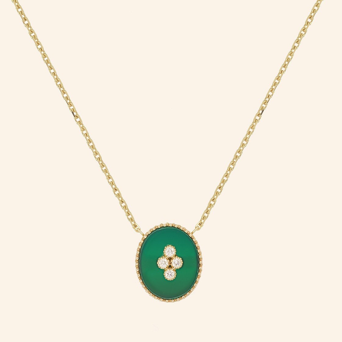 Collier OR ROSE 18 CARATS, AGATE