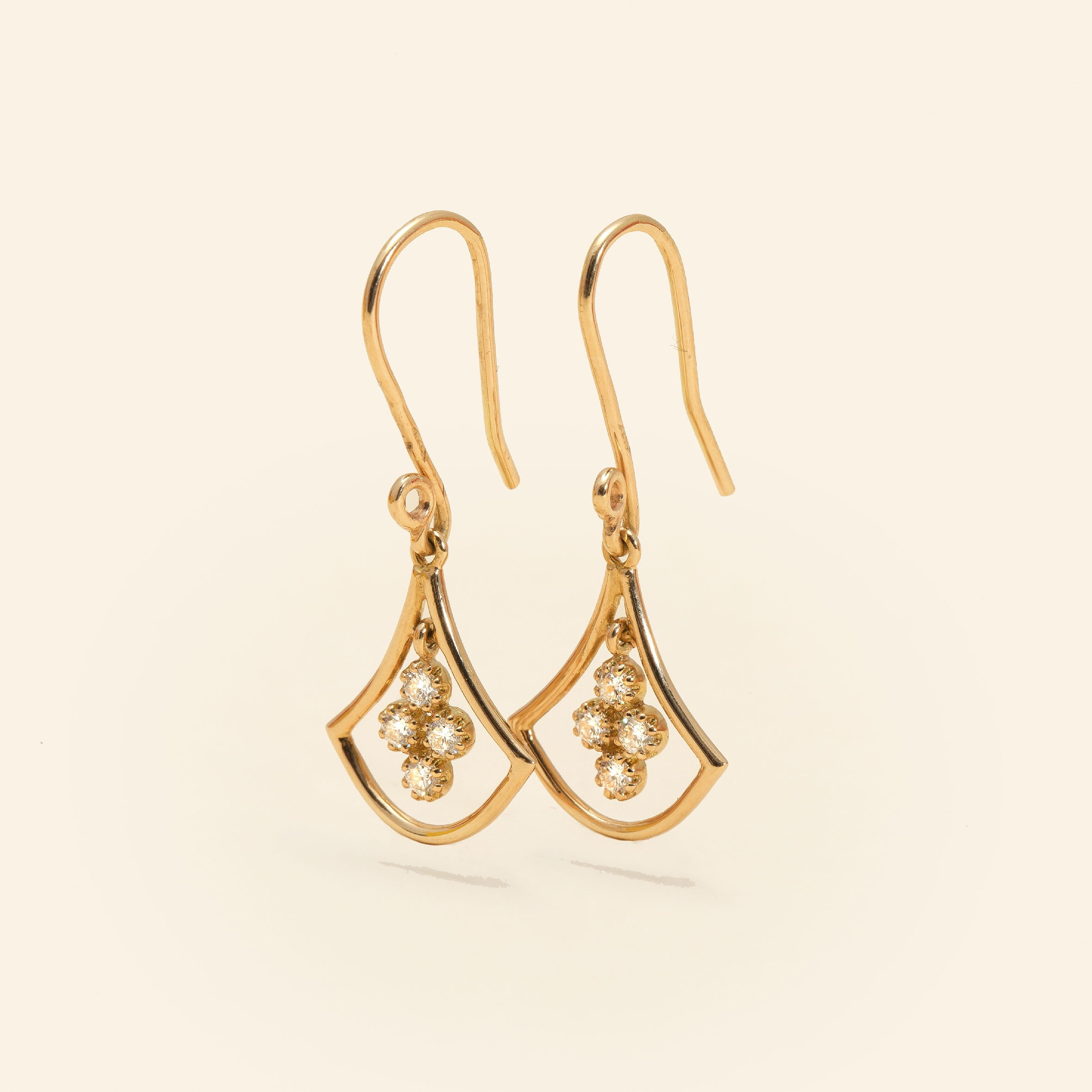 Boucles d'oreilles Or Jaune 18 Carats, Diamant