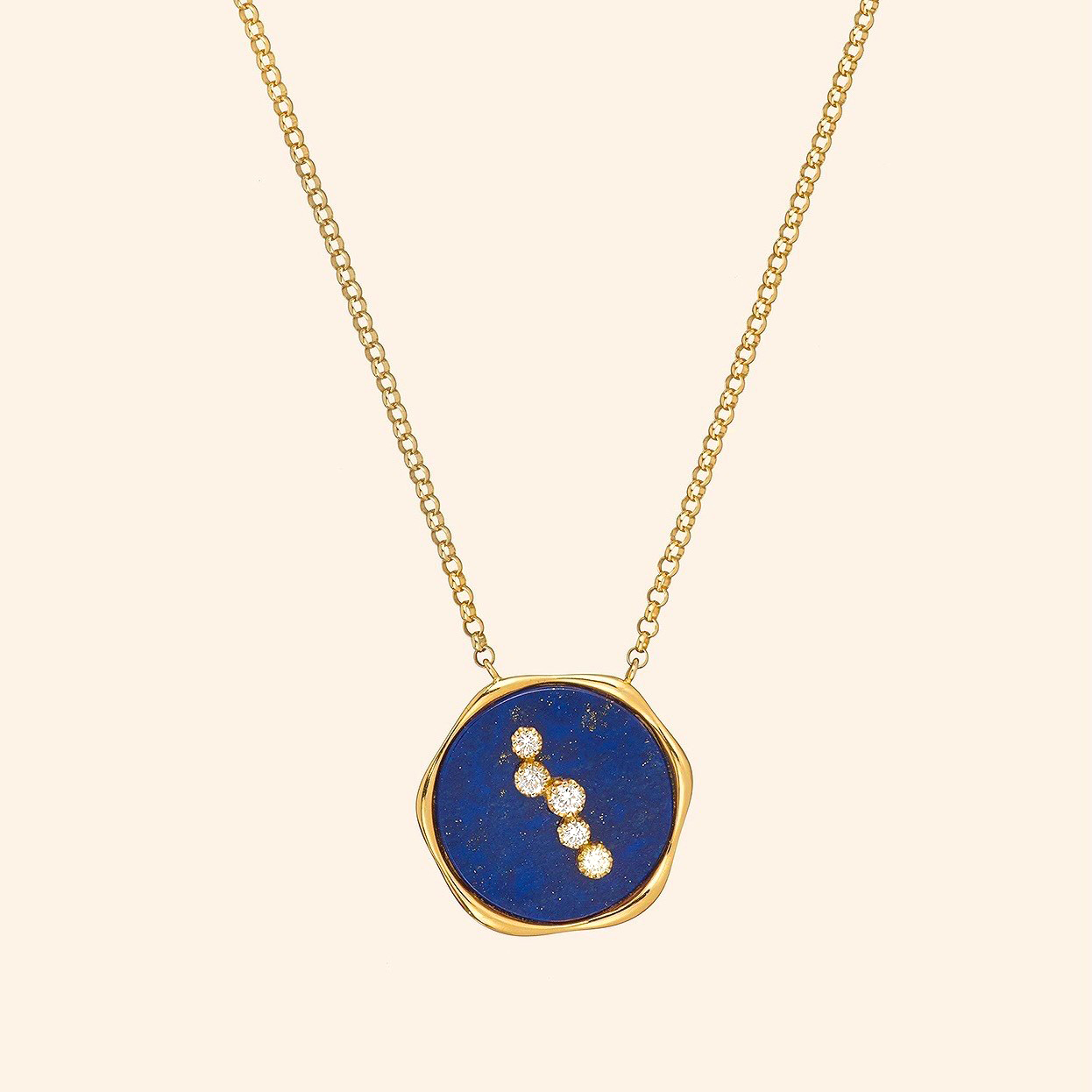 Collier OR JAUNE 18 CARATS, LAPIS LAZULI