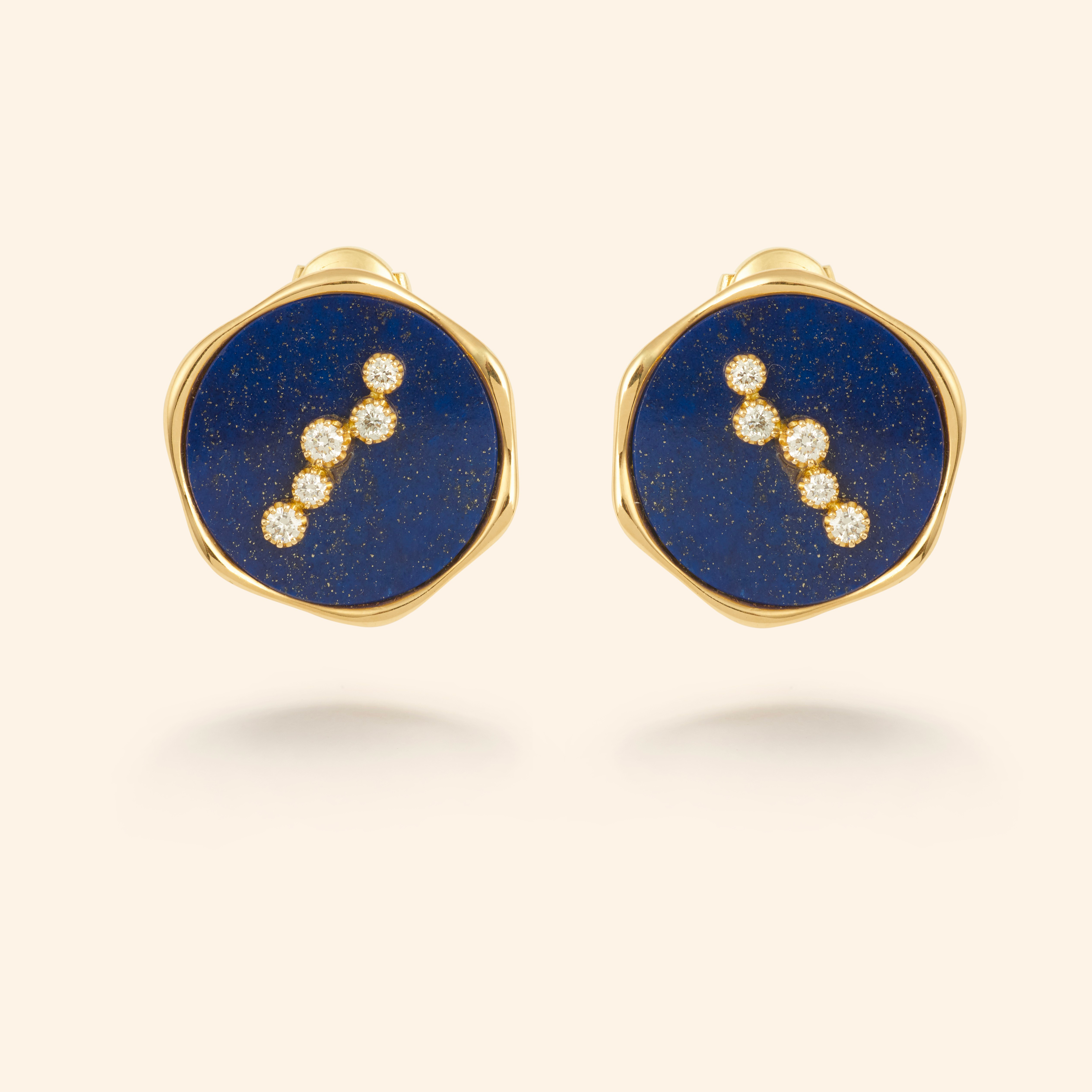 Boucles d'oreilles OR JAUNE OR 18 CARATS LAPIS LAZULI
