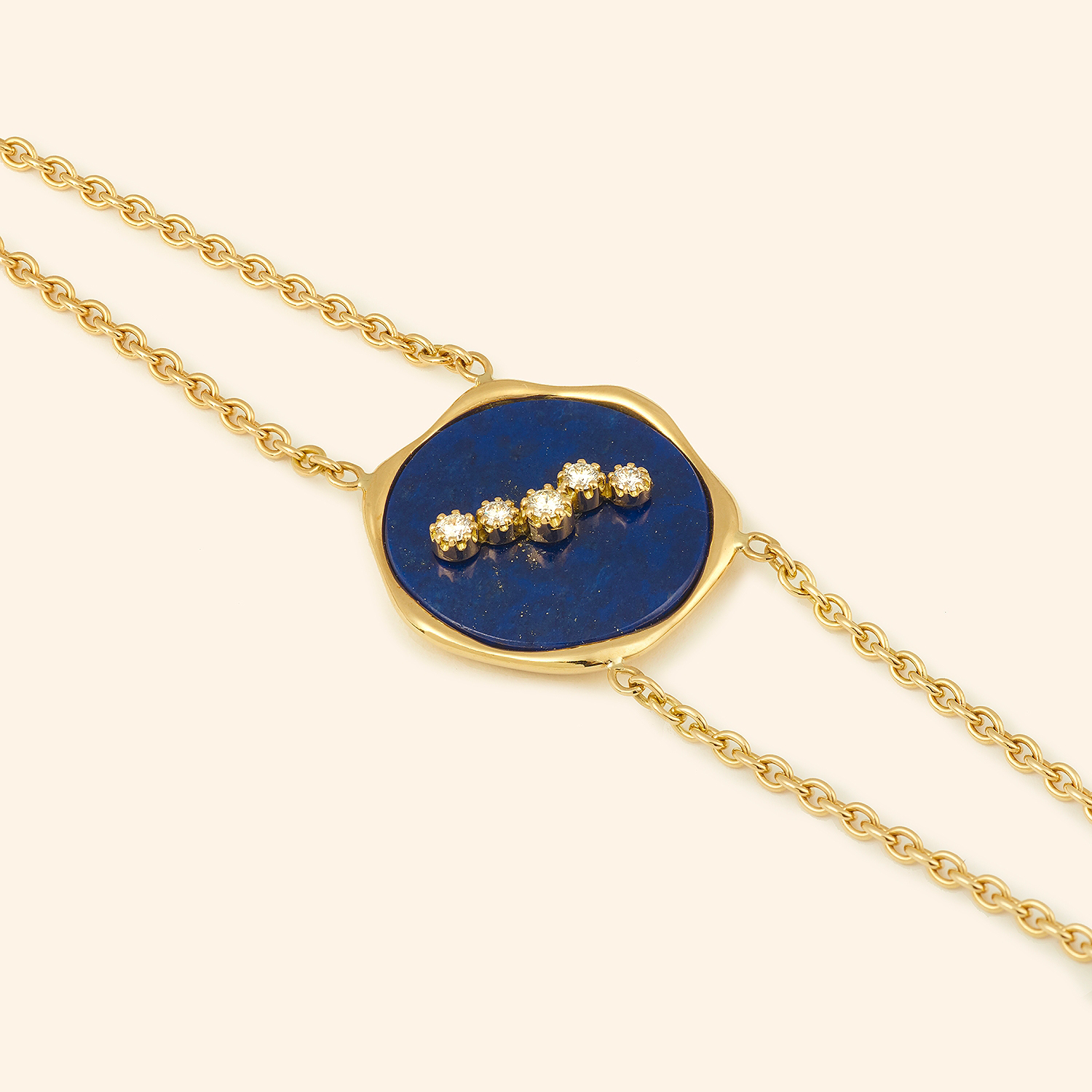 Bracelet OR JAUNE 18 CARATS LAPIS LAZULI