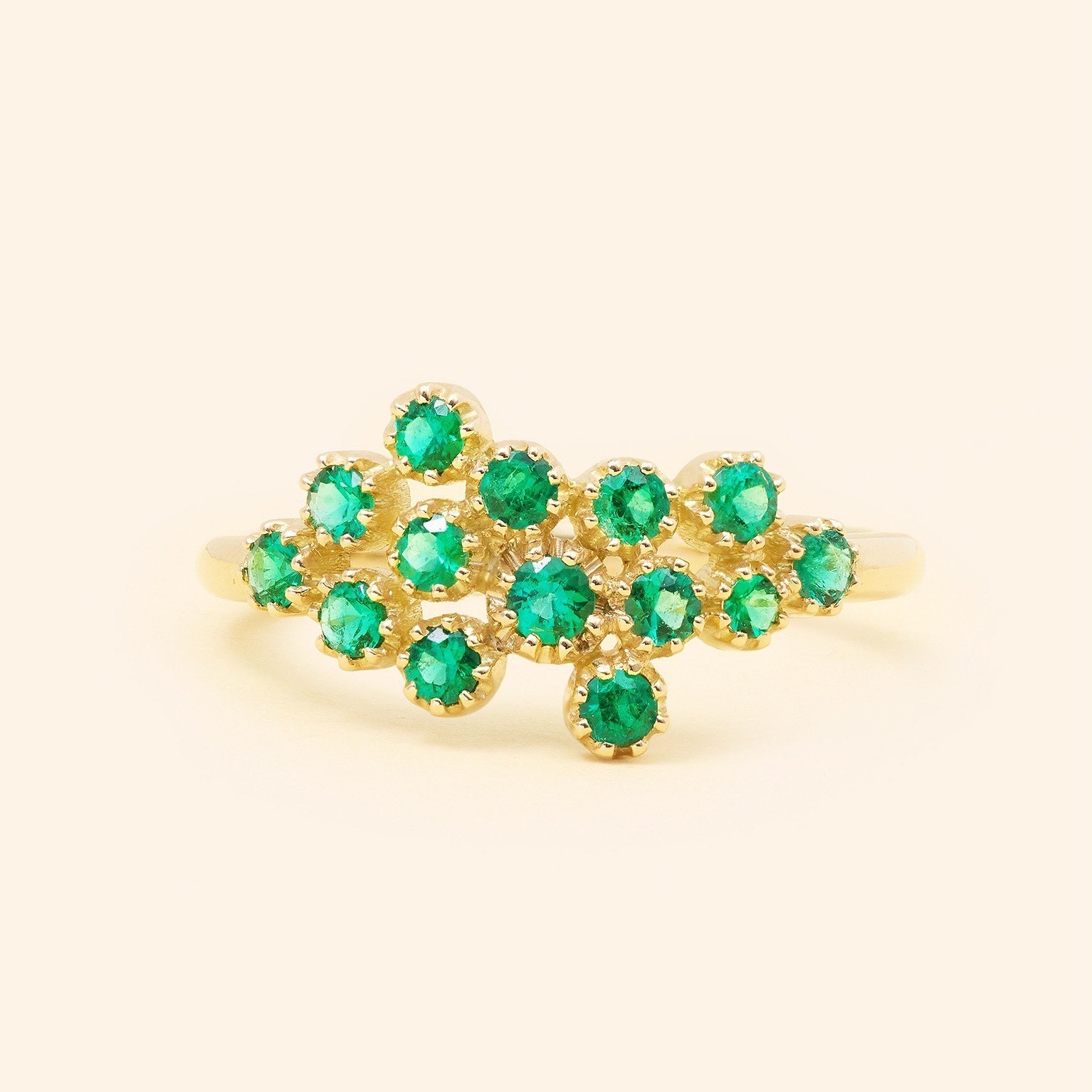 Bague OR JAUNE 18 CARATS, ÉMERAUDES