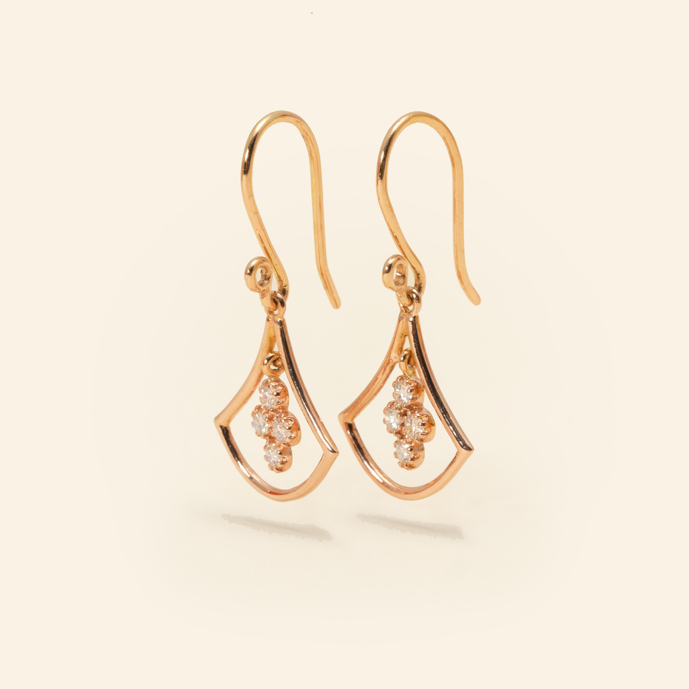 Boucles d'oreilles Or Rose 18 Carats, Diamant