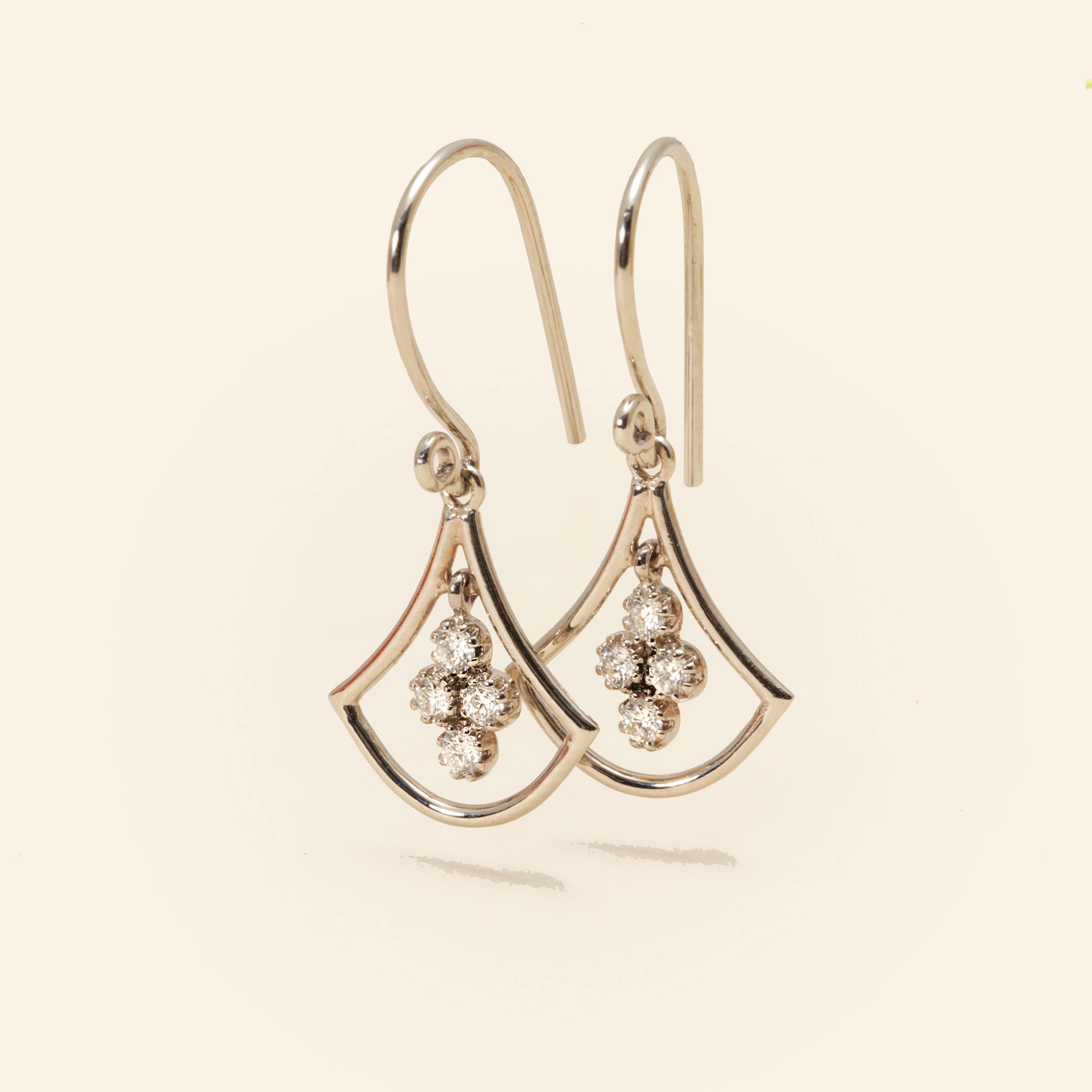 Boucles d'oreilles Or Blanc 18 Carats, Diamant