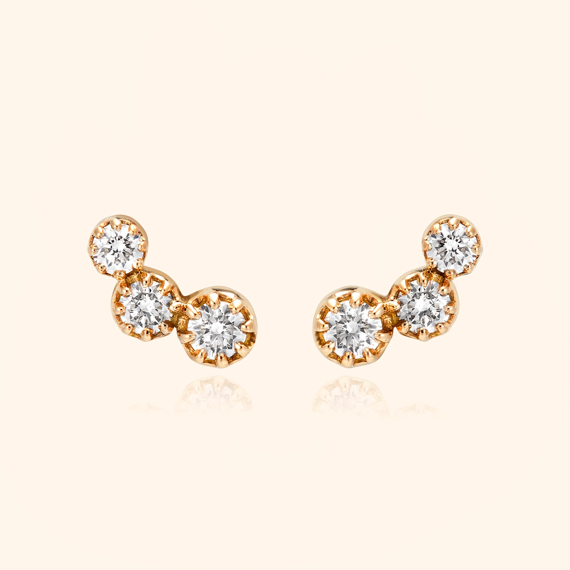 Boucles d'oreilles Or Rose 18 carats, Diamant