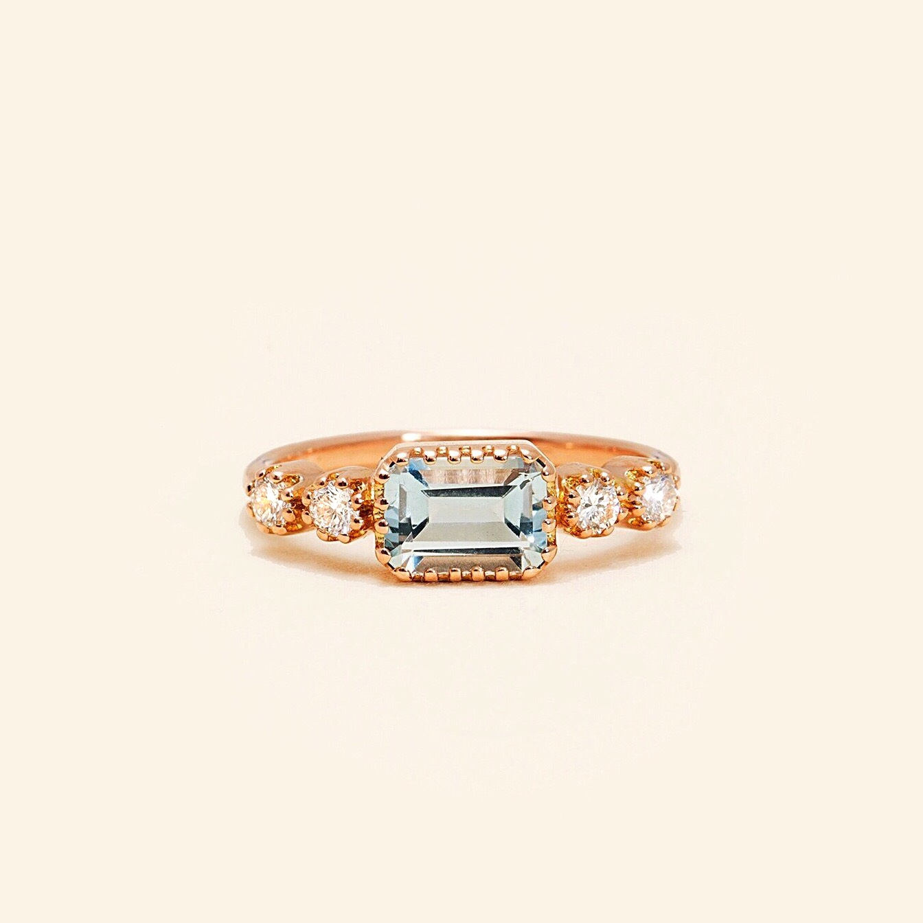 Bague Or rose 18 Carats, Topaze Bleue