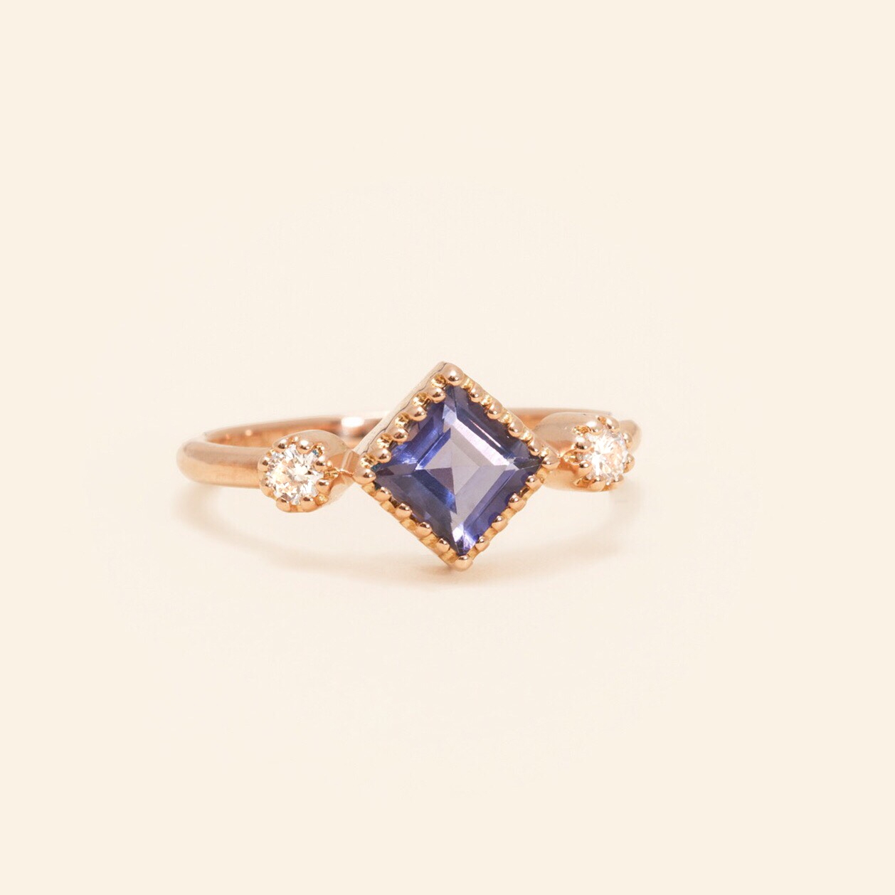 Bague Or Rose 18 Carats, Iolite