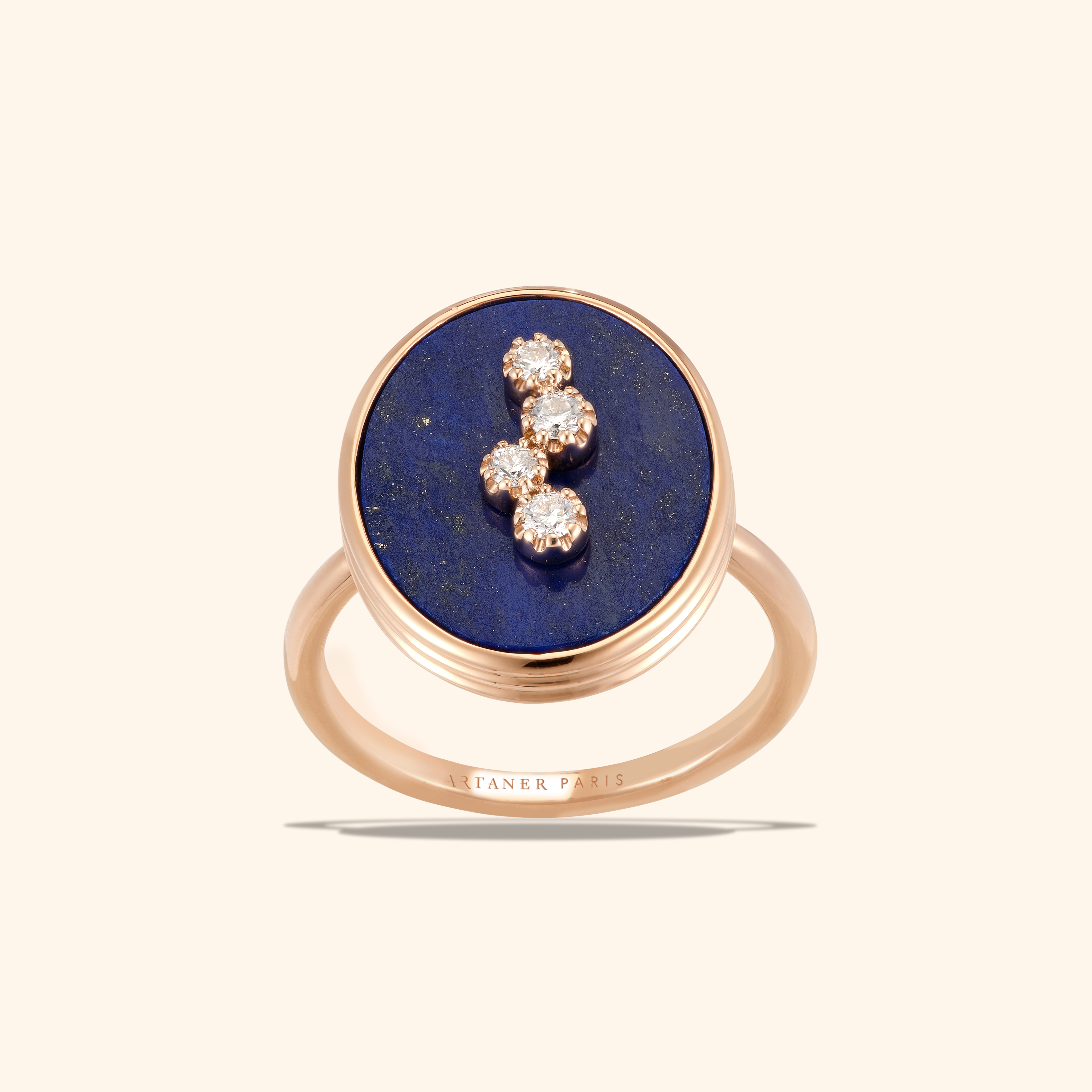 Bague Or Rose 18 Carats, Lapis Lazuli